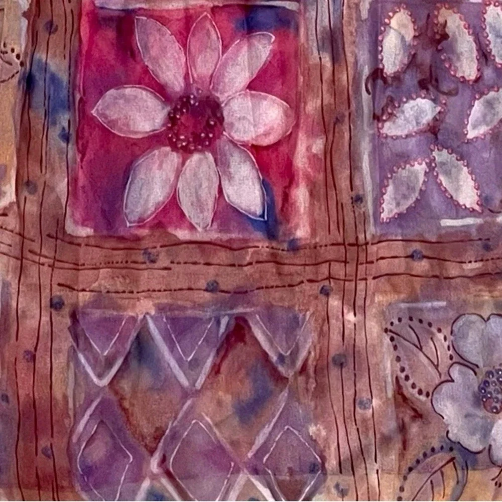 Vintage Cottagecore‎ Floral Scarf Pink Purple Sheer Quiet Luxury Capsule  13x58